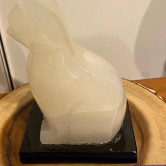 White Onyx Cat Lamp with Bulb and Cord - Picture 6 of 6